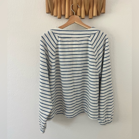 Aerie Women Small Terrycloth Sweatshirt Pullover Blue Striped Beach Summer Lace - Picture 7 of 7